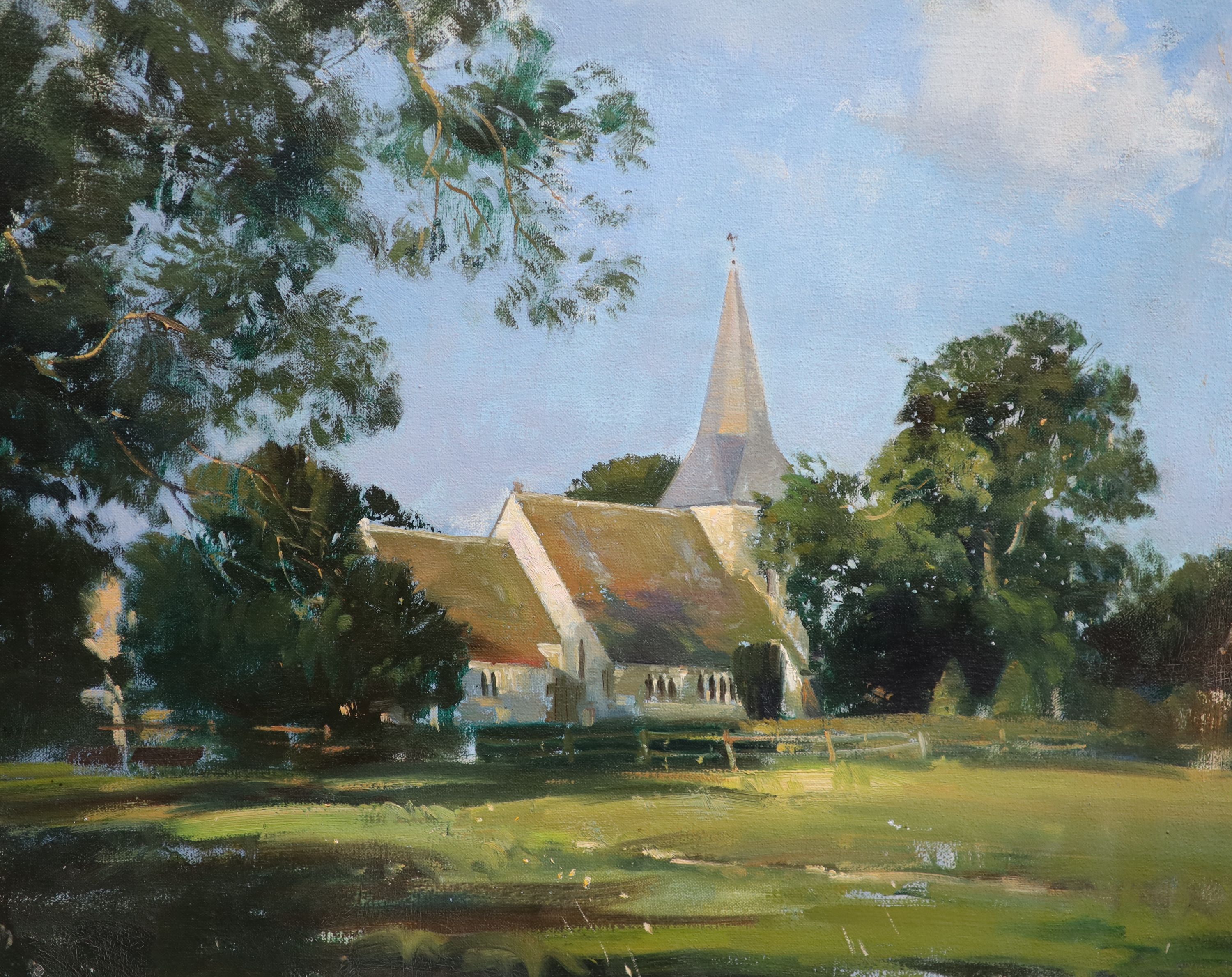 Frank Wootton (1914-1998), (1914-1998), Berwick Church, Summer, oil on board, 41 x 51cm